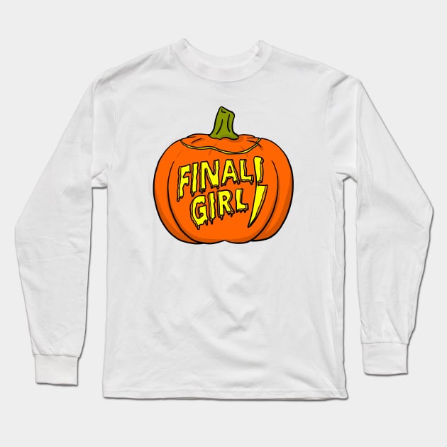 Final Girl Jack-o-lantern Long Sleeve T-Shirt by Crystal Ro